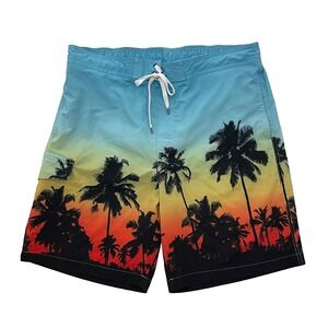 Sonoma Swimsuit Men's Hawaiian Palm Trees Tropical Waist 38" Board Shorts